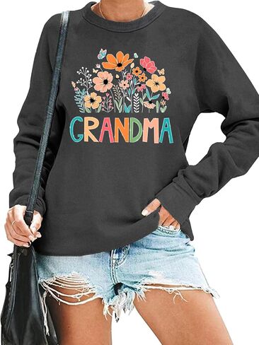 Grandma Sweatshirt for Women Floral Grandma Sweatshirt Gift for Grandma Wildflower Graphic Pullover Tops in Saudi Arabia