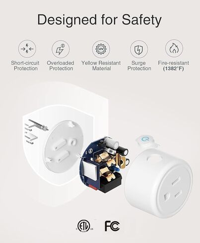GHome Smart Mini Plug Compatible with Alexa and Google Home, WiFi Outlet Socket Remote Control with Timer Function, Only Supports 2.4GHz Network, No Hub Required, ETL FCC Listed (2 Pack), White in Saudi Arabia