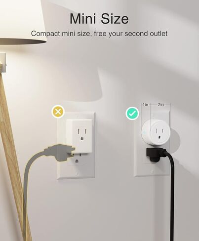 GHome Smart Mini Plug Compatible with Alexa and Google Home, WiFi Outlet Socket Remote Control with Timer Function, Only Supports 2.4GHz Network, No Hub Required, ETL FCC Listed (2 Pack), White in Saudi Arabia