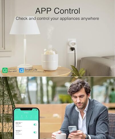 GHome Smart Mini Plug Compatible with Alexa and Google Home, WiFi Outlet Socket Remote Control with Timer Function, Only Supports 2.4GHz Network, No Hub Required, ETL FCC Listed (2 Pack), White in Saudi Arabia