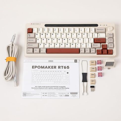 EPOMAKER RT65 Wireless Gaming Keyboard, Tri-Mode 65% Mechanical Keyboard, Hot-swap Creamy Custom Keyboard, with Mini Display and Joystick, RGB Backlit, NKRO (Pink, Flamingo Switch) in Saudi Arabia