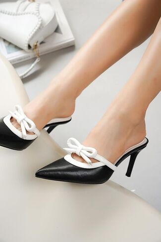 Cape Robbin Kitten Heels For Women Heels With Bow Heels - Classy Kitten Heels for Women Kitten Heels - Elegant Heeled Mules for Women Hanny in Saudi Arabia