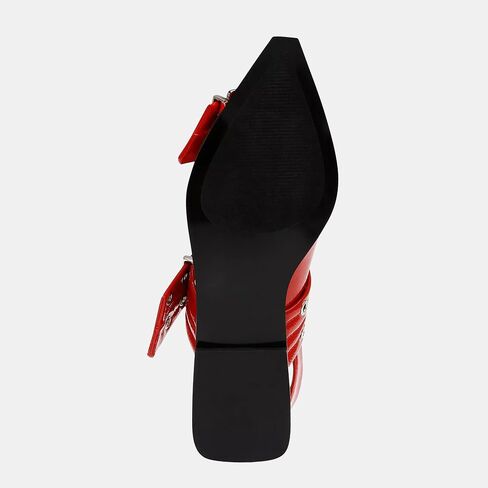 Women's Wide Welt Ballet Buckle Flats Comfortable Slingback Ballerina Squared Block Heel Sheos in Saudi Arabia