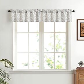 VOGOL Kitchen Curtains and Valances Set, Purple Birds Pattern Light Filtering Decorative Window Curtain Toppers for Nursery, Top Rod Pocket, 2 Panels, 52 x 18 Inches