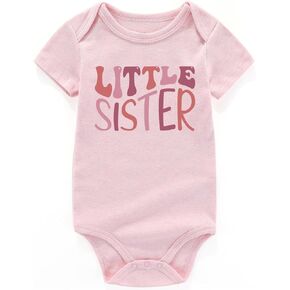 shlrzy Little Sister Newborn Outfit Funny Baby infant girl clothes Baby Sister Outfit Baby Clothing