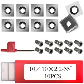 10mm Square Carbide Inserts 4 Edges 10pcs, Carbide Cutter Insert Knives for Wood Lathe Turning Tools Woodworking Tools Spiral Helical Planer Head CNC Router Bit (10x10x2.2mm)