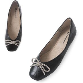 Alpine Swiss Myla Womens Ballet Flats Square Toe Rhinestone Bow Dressy Slip On Shoes