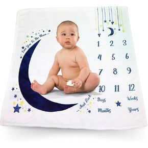 Baby Monthly Milestone Blanket for Baby Boy and Girl-Baby Girl or Baby Boy Nursery Decor-Perfect for First 12 Month Growth Chart-Newborn Essentials-Super Soft Fleece Photo Blanket for Growth-46″X 46″