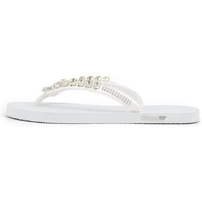 Flurrty Women's Sandals Rhinestones Flip Flops Hand Made From Brazil Jeweled Sandals - 6-10 Sizes Shining White Summer Casual Beach Flat with Multicolor - Ilhabela