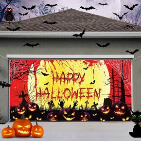 Preboun Halloween Garage Door Banner Cover Large Halloween Scary Horror Blood Garage Door Cover Sign Decorations Holiday Indoor Outdoor Wall House Photo Backgrounds Poster 6 x 13 ft(Hands)