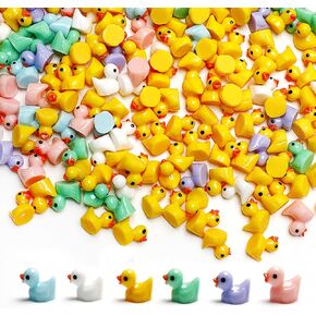 50PCS Miniature Cute Cap Duck Exquisite Mini Duck Figures Small Rubber Ducks for Reunion Decoration Birthday Bath Cake Ornament (YELLOW)