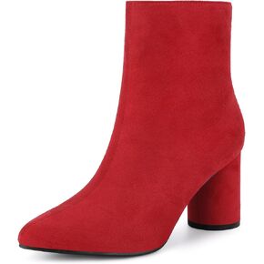 Allegra K Women's Pointy Toe Side Zip Block Heel Ankle Booties
