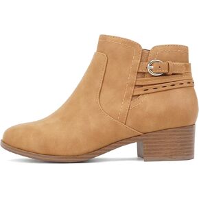 Soda “BOYET" ~ Women Round Toe Elastic Gore Multi Back Strap Low Stack Heel Ankle Bootie with Side Zipper