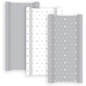GROW WILD Changing Pad Cover 3 Pack | Soft & Stretchy Jersey Cotton | Baby Changing Table Pad Cover | Diaper Changing Pad Covers for Girls or Boys | Wipeable Sheets | Grey White Navy Blue Stars Moons in Saudi Arabia