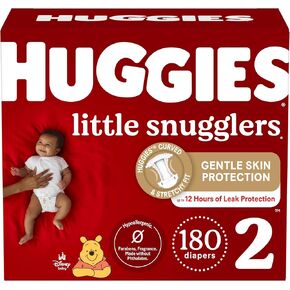 Huggies Little Snugglers Baby Diapers, Size 2 (12-18 lbs), 180 Ct