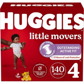 Huggies Little Movers Baby Diapers, Size 4 (22-37 lbs), 140 Ct- 70 Count(Pack of 2)