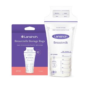 Lansinoh Breastmilk Storage Bags, 50 Count, 6 Ounce, Easy to Use Milk Storage Bags for Breastfeeding, Presterilized, Hygienically Doubled-Sealed, for Refrigeration and Freezing