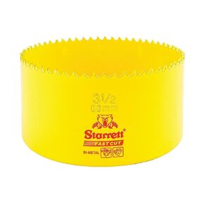 Starrett Bi-Metal Fast Cut Straight Pitch Hole Saw with Abrasion Resistant HSS Teeth - Ideal for Cutting Metal, Steel, and Wood - 3-1/2" (89MM) Diameter, 1-5/8" (41mm) Depth - FCH0312-G