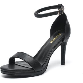 Women's 4 Inch Heels Wide Width Strappy Dress Sandals With Ankle Strap 324W