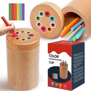 HBKJ Montessori Toys for 1-3 Years Old - Wooden Learning Color Sorting Toys for Toddlers Age 1-3 Infants Boys Girls Fine Motor Developmental Sensory Games Busy Board 1 Year Old Baby Gifts