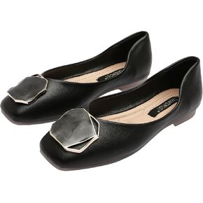 Stratuxx Kaze Women's Ballet Flats Square Toe Comfortable Office Work Shoes Flat Loafer Slip On Walking Driving Shoes
