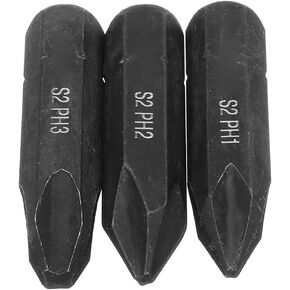 Screwdriver Black 8mm Alloy Steel Screw Impact Bit Strong Magnetic Bit Wear-Resistant PH1 / PH2 / PH3 3 Pieces Set Tools
