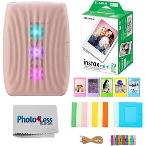 Fujifilm Instax Mini Link 3 Printer (Rose Pink) Bundle with Fujifilm Instax Mini Film (20 Sheets), Hanging Photo Frames, Table top Photo Frame for Mini Film