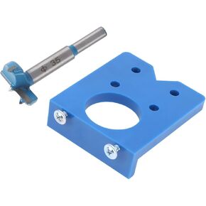35mm Concealed Hinge Jig Kit, Hinges Hole Opener Blue Accuracy Locator Woodworking Tool Drill Bits Drilling Router for Kitchen Cabinet Cupboard Door Installation