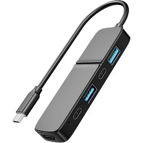 Ultra-Fast 5-Port USB-C Hub with 4K HDMI - Dual USB-A/C, 5Gbps Data Transfer for MacBook Pro/Air, iPad Pro, iPhone 15, iMac, XPS, ThinkPad & More - Ideal for Flash Drives & Portable Hard Disks (USB-C)