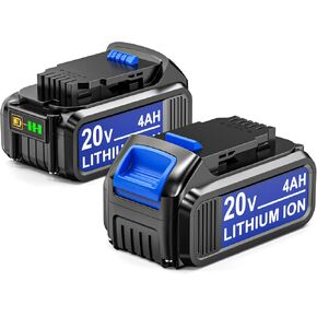 Upgraded 2Packs 4.0Ah Replacement for Dewalt 20v Max Battery Compatible with Dewalt 20 Volt Battery Lithium Compatible with Dewalt Battery 20v DCB201 DCB203 DCB207 DCB205 DCB204 DCB206 Cordless Tools
