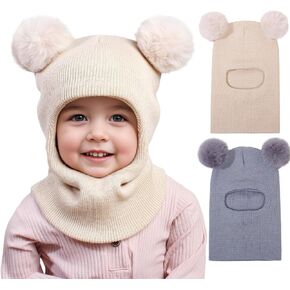 ENBAOHUI Baby Winter Hat Scarf 2 Packs Toddler Winter Hat Boys Girls Beanies for Kids Knit Warm Kids Beanie hat 1-6T
