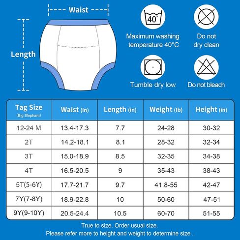 BIG ELEPHANT Toddler Potty Training Underwear, 100% Cotton for Boys & Girls | Multi-Layer Absorbent Liner for Small Accidents, Wetness Awareness, Easy Pull-On Fit, Washable for Daytime Potty Training in Saudi Arabia