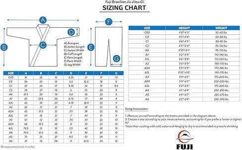 زي جيو جيتسو البرازيلي الشامل للأطفال من فوجي مع حزام أبيض بمقاس C0 in Kuwait