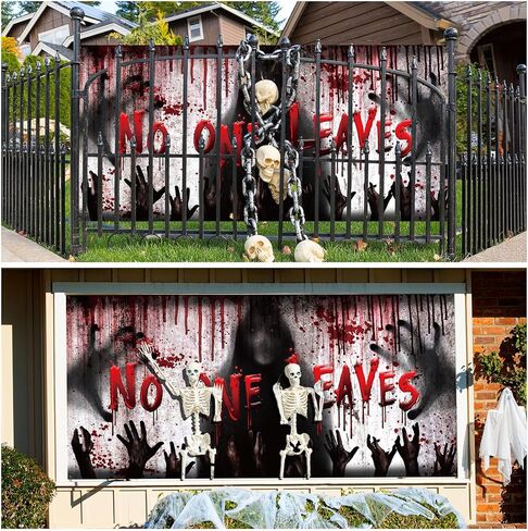 Preboun Halloween Garage Door Banner Cover Large Halloween Scary Horror Blood Garage Door Cover Sign Decorations Holiday Indoor Outdoor Wall House Photo Backgrounds Poster 6 x 13 ft(Hands) in Saudi Arabia