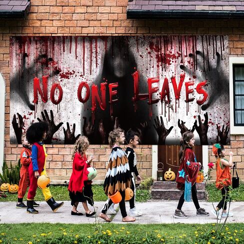 Preboun Halloween Garage Door Banner Cover Large Halloween Scary Horror Blood Garage Door Cover Sign Decorations Holiday Indoor Outdoor Wall House Photo Backgrounds Poster 6 x 13 ft(Hands) in Saudi Arabia