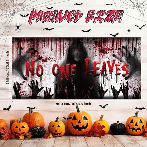Preboun Halloween Garage Door Banner Cover Large Halloween Scary Horror Blood Garage Door Cover Sign Decorations Holiday Indoor Outdoor Wall House Photo Backgrounds Poster 6 x 13 ft(Hands) in Saudi Arabia