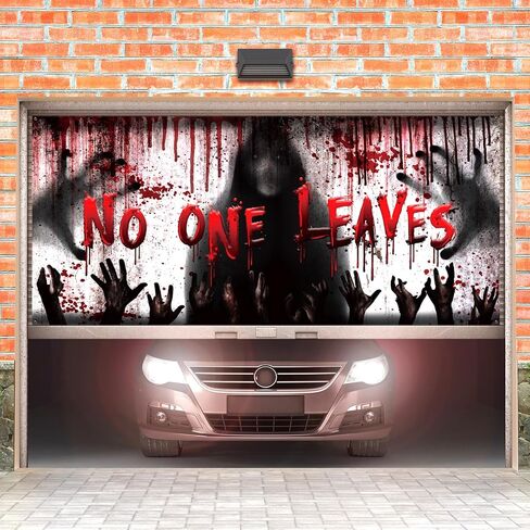 Preboun Halloween Garage Door Banner Cover Large Halloween Scary Horror Blood Garage Door Cover Sign Decorations Holiday Indoor Outdoor Wall House Photo Backgrounds Poster 6 x 13 ft(Hands) in Saudi Arabia