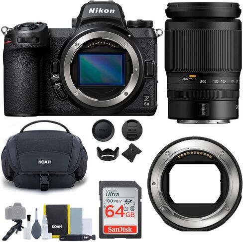 Nikon Z 6II Mirrorless Digital Camera with 24-200mm f/4-6.3 VR Lens and Mount Adapter Bundle (5 Items) in Saudi Arabia