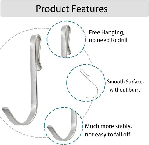 20Pcs J Shaped Hook Stainless Steel Hanger Hooks Clip-on Hook Wire Rack Hook Hanging Sink Grid Hook Shelf Hooks for Kitchen Bedroom Office, Black in Saudi Arabia
