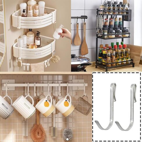 20Pcs J Shaped Hook Stainless Steel Hanger Hooks Clip-on Hook Wire Rack Hook Hanging Sink Grid Hook Shelf Hooks for Kitchen Bedroom Office, Black in Saudi Arabia