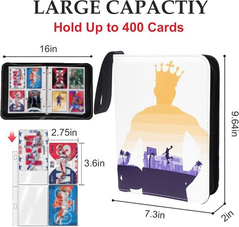 حافظة بطاقات كرة السلة تحتوي على 400 جيب لهواة جمع بطاقات تجارة كرة السلة، كتاب تخزين بطاقات محمول مقاوم للماء مع أكمام شفافة قابلة للإزالة، متوافق مع بطاقات كرة السلة والبطاقات الرياضية in Kuwait