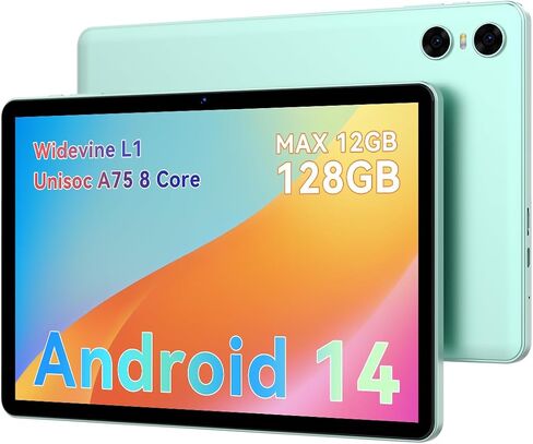 Android 14 Tablets, 10 Inch Tablet, P10 Tablet 12GB RAM+128GB ROM(TF 1TB), Unisoc A75 8 Core CPU, Widevine L1, 1280x800 IPS HD Touch Screen, 6000mAh, Three Cameras, BT 5.0, WiFi, Face Unlocked… in Saudi Arabia