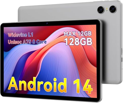Android 14 Tablets, 10 Inch Tablet, P10 Tablet 12GB RAM+128GB ROM(TF 1TB), Unisoc A75 8 Core CPU, Widevine L1, 1280x800 IPS HD Touch Screen, 6000mAh, Three Cameras, BT 5.0, WiFi, Face Unlocked… in Saudi Arabia