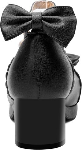 100FIXEO المرأة القوطي منصة ماري جين حذاء بكعب سميك Kawaii جولة تو الكاحل حزام مزدوج القوس عبر تعادل فستان مضخات in Kuwait