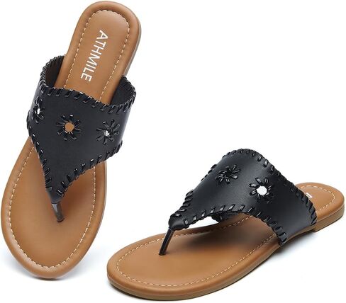 ATHMILE Flip Flops for Women Bohemian Womens Dressy Summer Casual Thong Beach Comfortable Sandals Flats Shoes for Ladies in Saudi Arabia