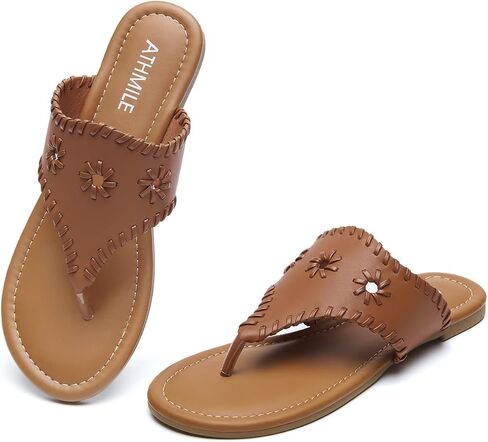 ATHMILE Flip Flops for Women Bohemian Womens Dressy Summer Casual Thong Beach Comfortable Sandals Flats Shoes for Ladies in Saudi Arabia