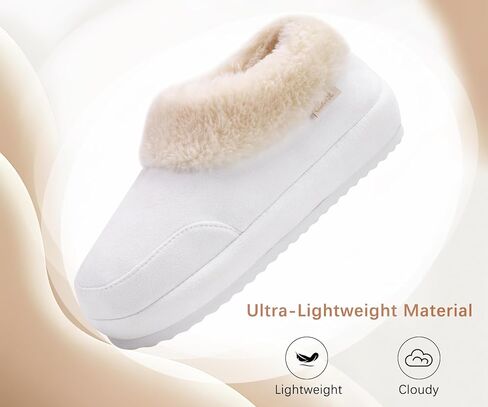 COFACE Women's House Slippers Warm Lined Micro Suede Fuzzy House Shoes for Woman Indoor Outdoor Bedroom Faux Fur Collar Comfy Booties in Saudi Arabia
