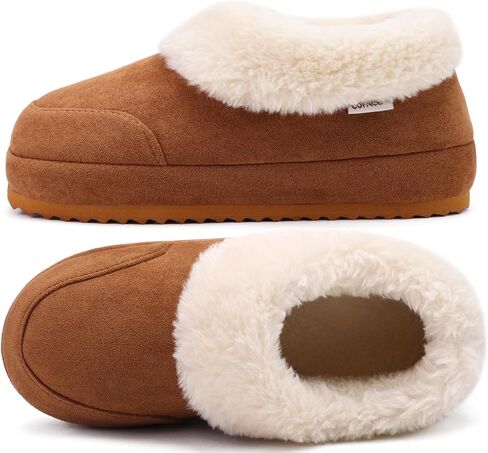COFACE Women's House Slippers Warm Lined Micro Suede Fuzzy House Shoes for Woman Indoor Outdoor Bedroom Faux Fur Collar Comfy Booties in Saudi Arabia