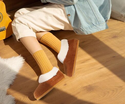 COFACE Women's House Slippers Warm Lined Micro Suede Fuzzy House Shoes for Woman Indoor Outdoor Bedroom Faux Fur Collar Comfy Booties in Saudi Arabia