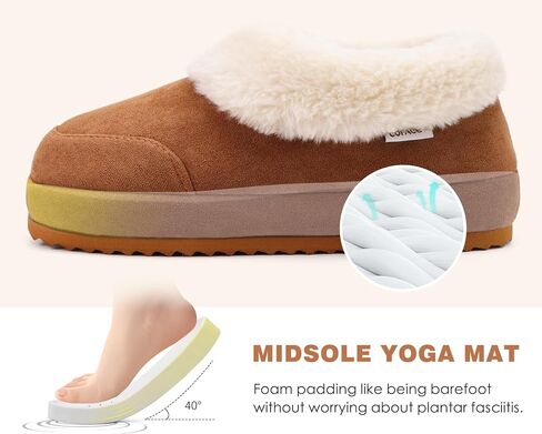 COFACE Women's House Slippers Warm Lined Micro Suede Fuzzy House Shoes for Woman Indoor Outdoor Bedroom Faux Fur Collar Comfy Booties in Saudi Arabia